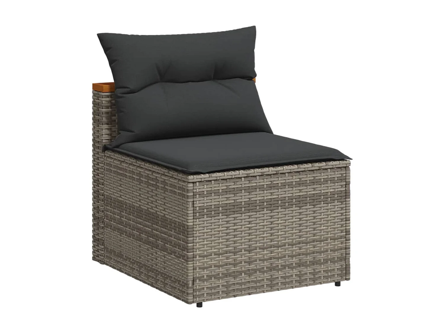 5-tlg. Garten-Sofagarnitur mit Kissen Grau Poly Rattan Akazie