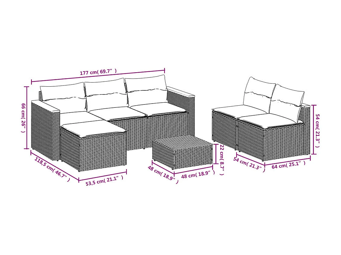 5-tlg. Garten-Sofagarnitur mit Kissen Grau Poly Rattan Akazie