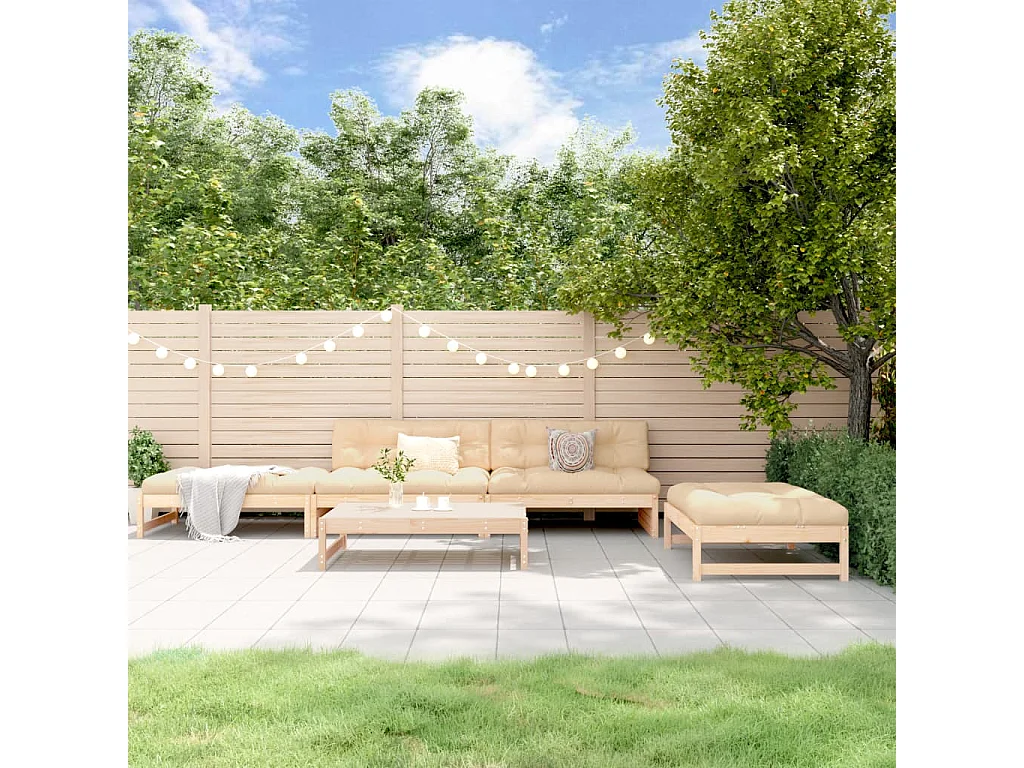 Salon de jardin 5 pcs bois massif de pin