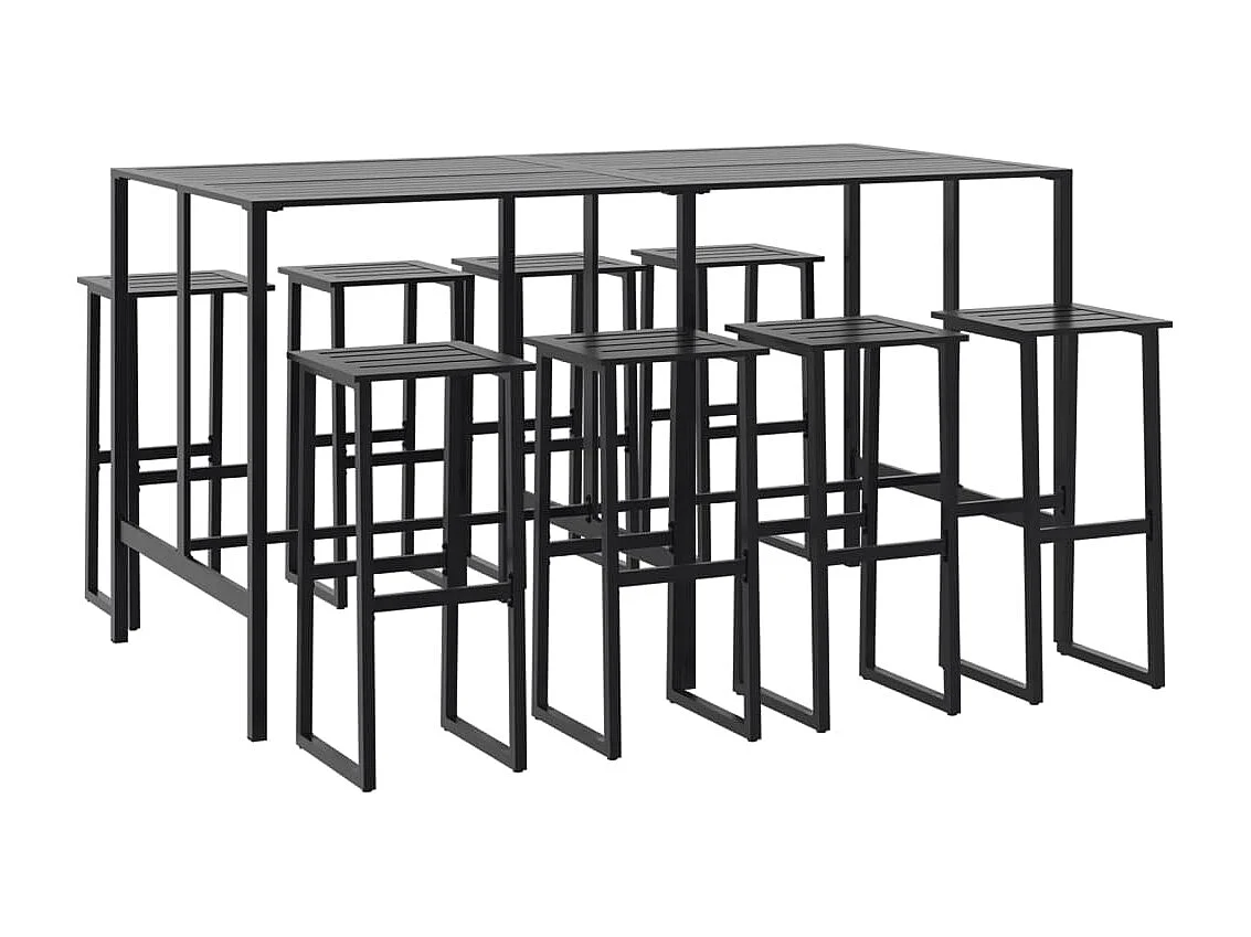 Ensemble de bar de jardin 9 pcs noir acier enduit de poudre