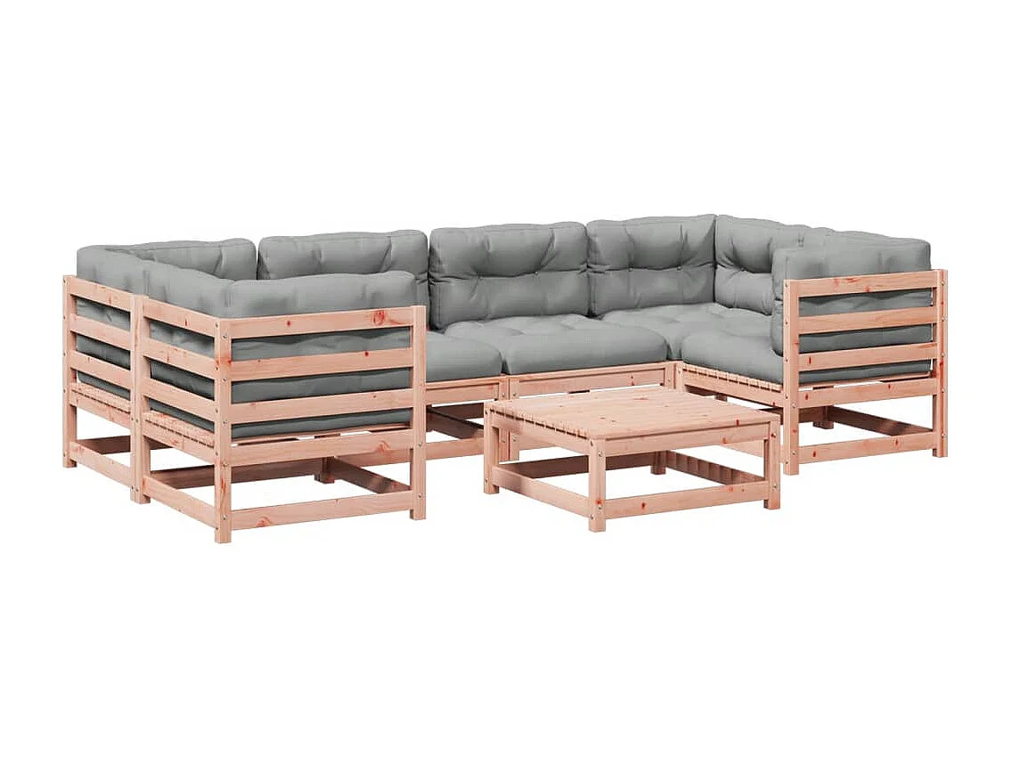7-tlg. Garten-Sofagarnitur mit Kissen Massivholz Douglasie