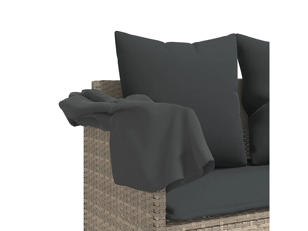 Set Divano da Giardino 5pz con Cuscini Grigio Chiaro Polyrattan