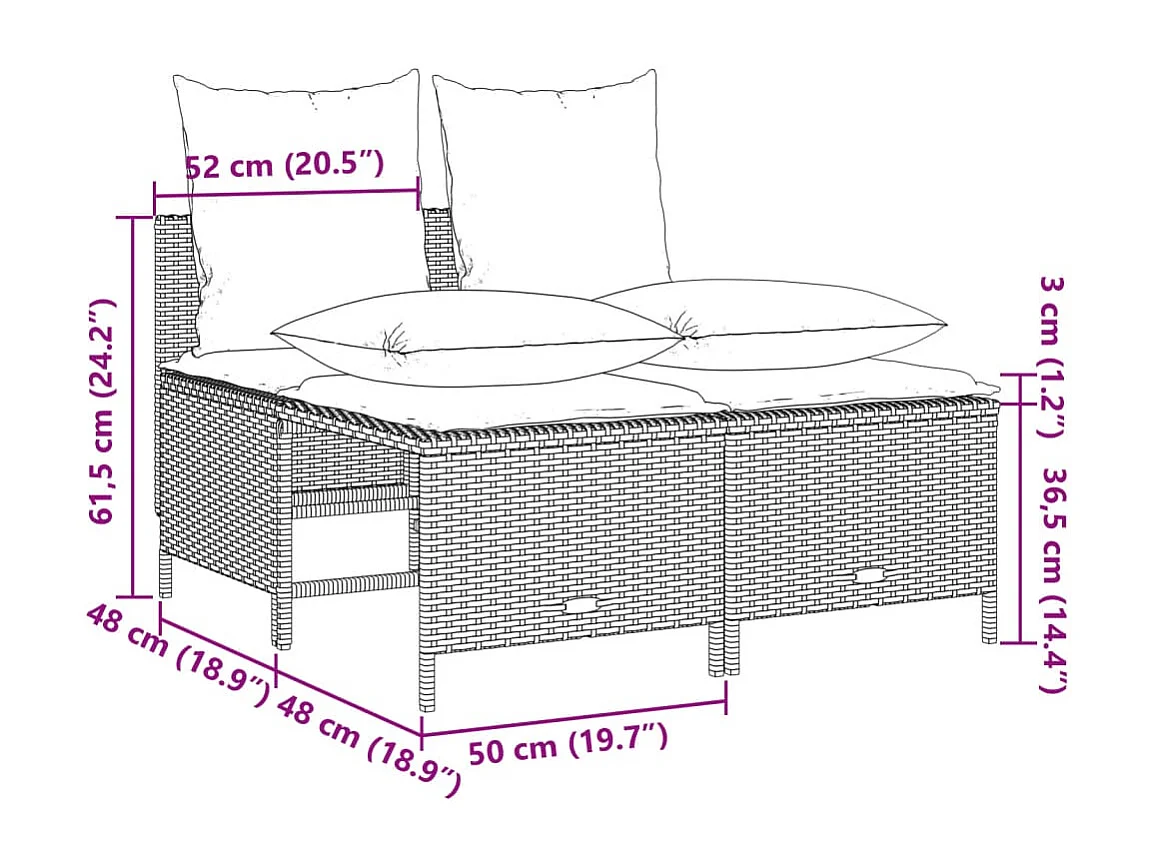 Set Divano da Giardino 5pz con Cuscini Grigio Chiaro Polyrattan