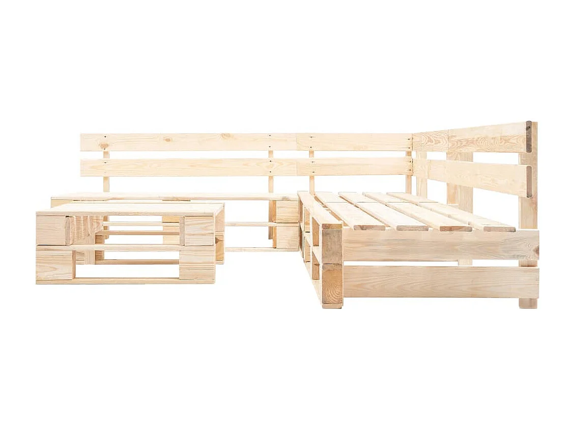 Salon de jardin palette 4 pcs naturel bois