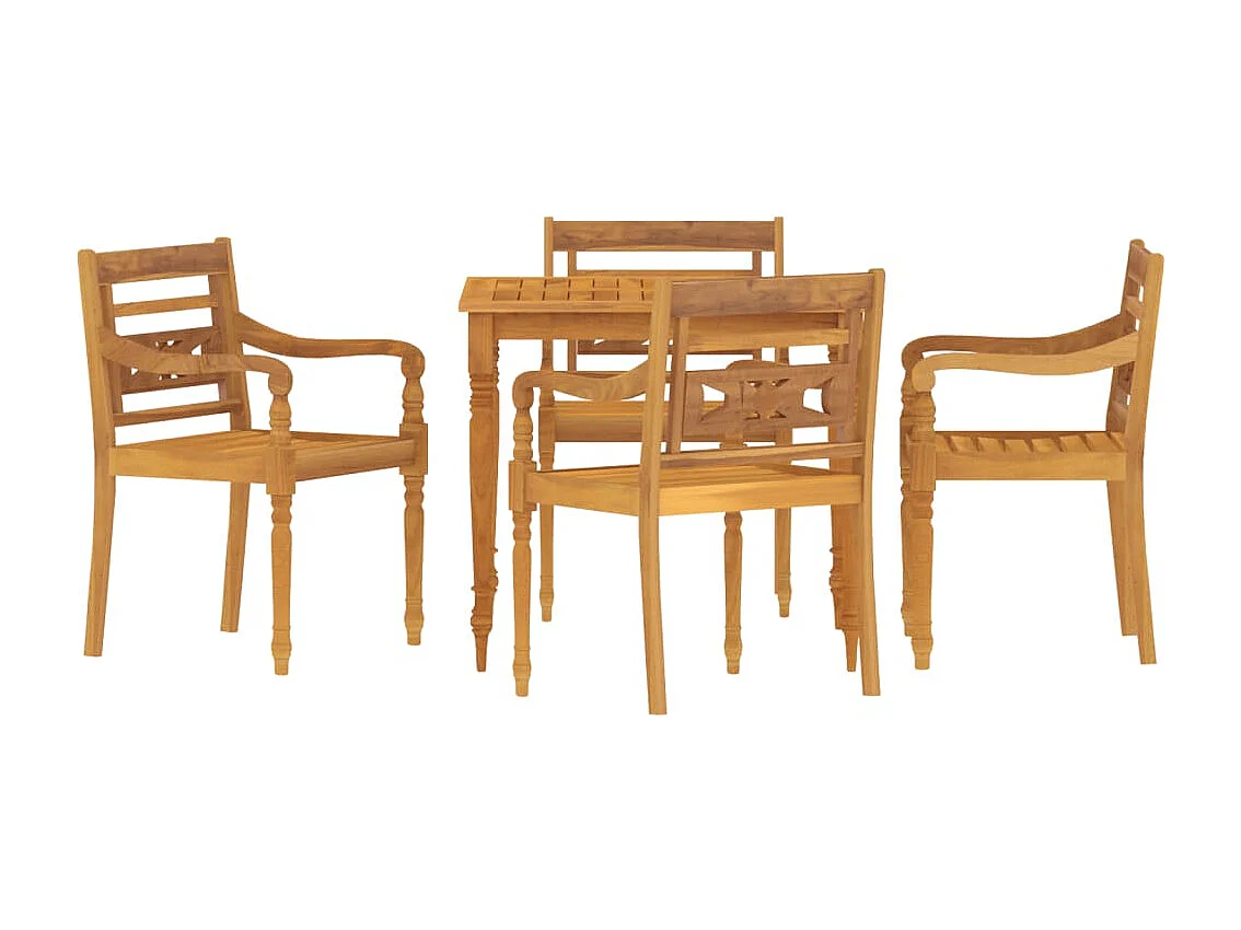 Ensemble à manger de jardin 5 pcs Bois de teck massif