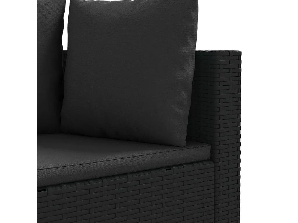 Salon de jardin 7 pcs avec coussins noir résine tressée