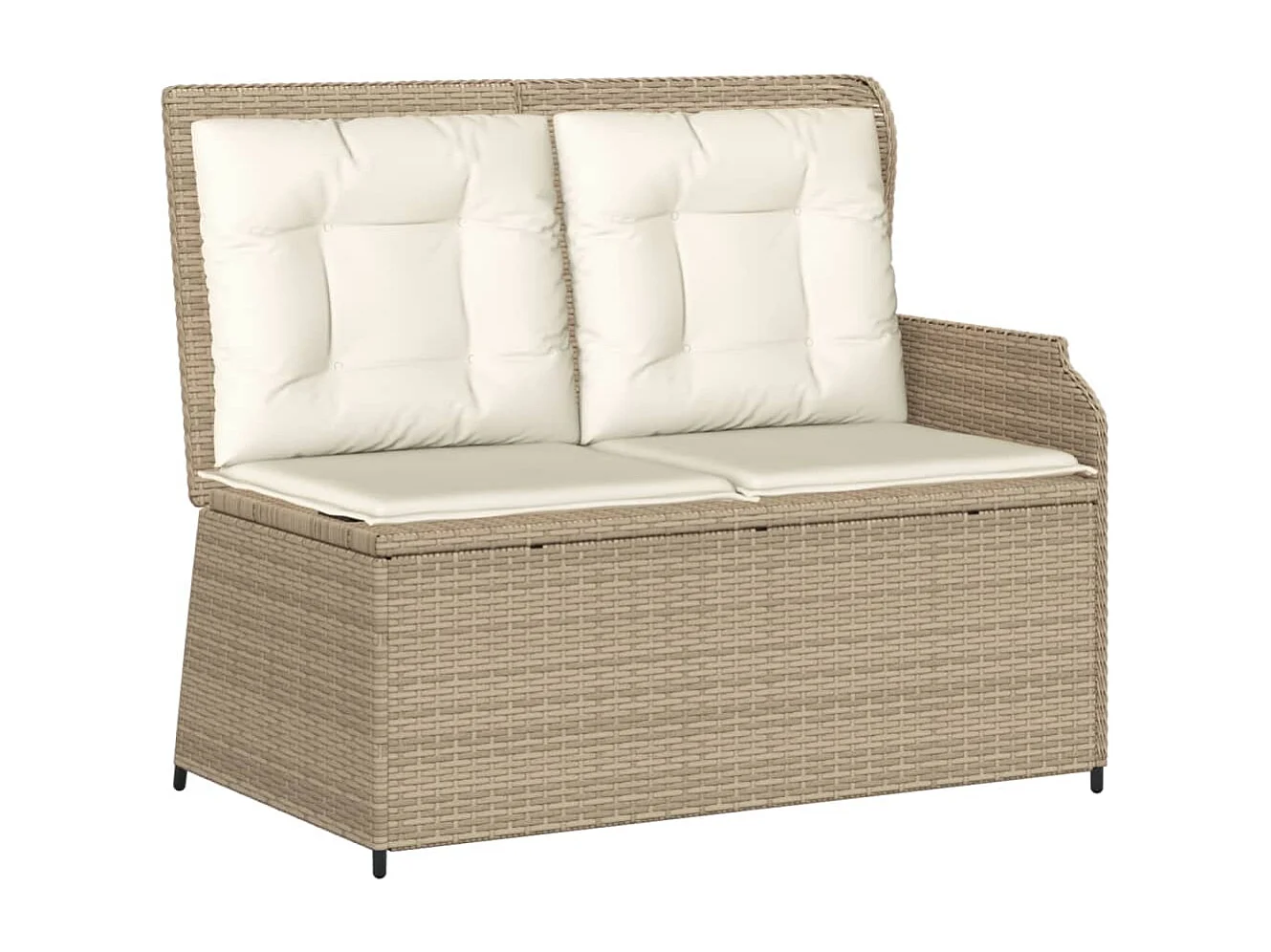 Set muebles de jardín 4 piezas y cojines ratán sintético beige