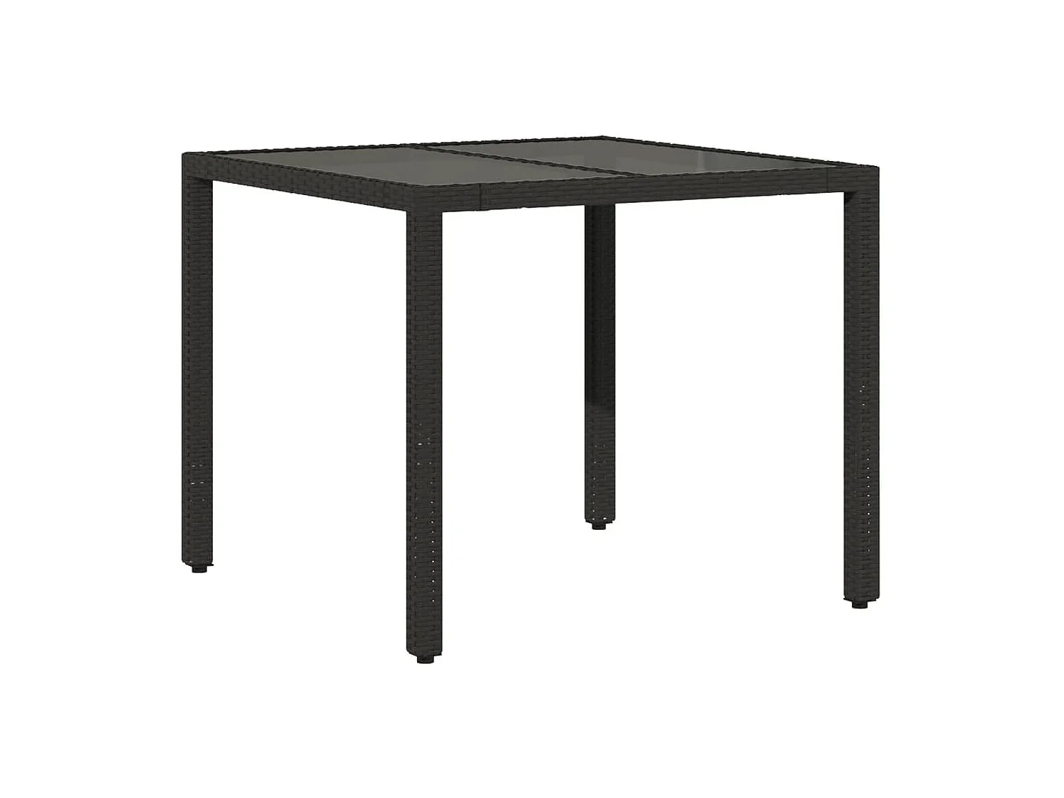 3 pcs conjunto jantar jardim c/ almofadões vime PE/vidro preto