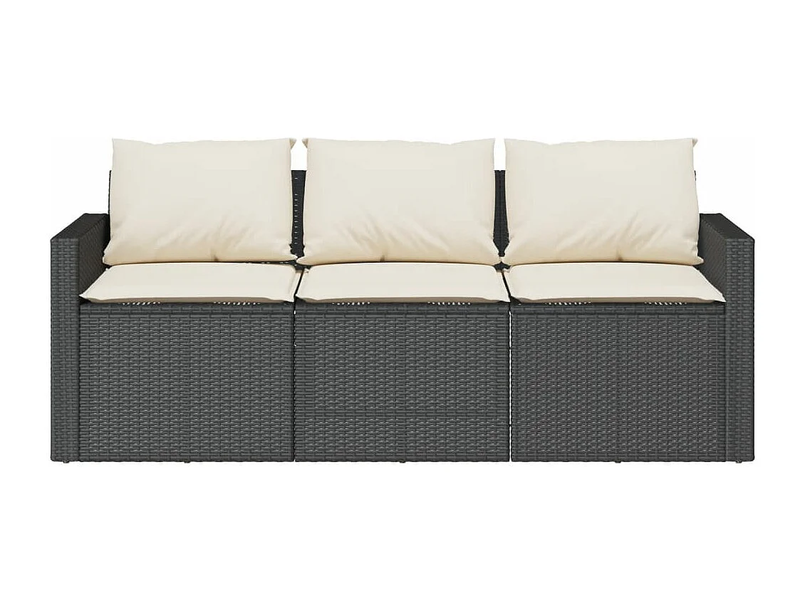 2-tlg. Garten-Essgruppe mit Kissen Schwarz Poly Rattan