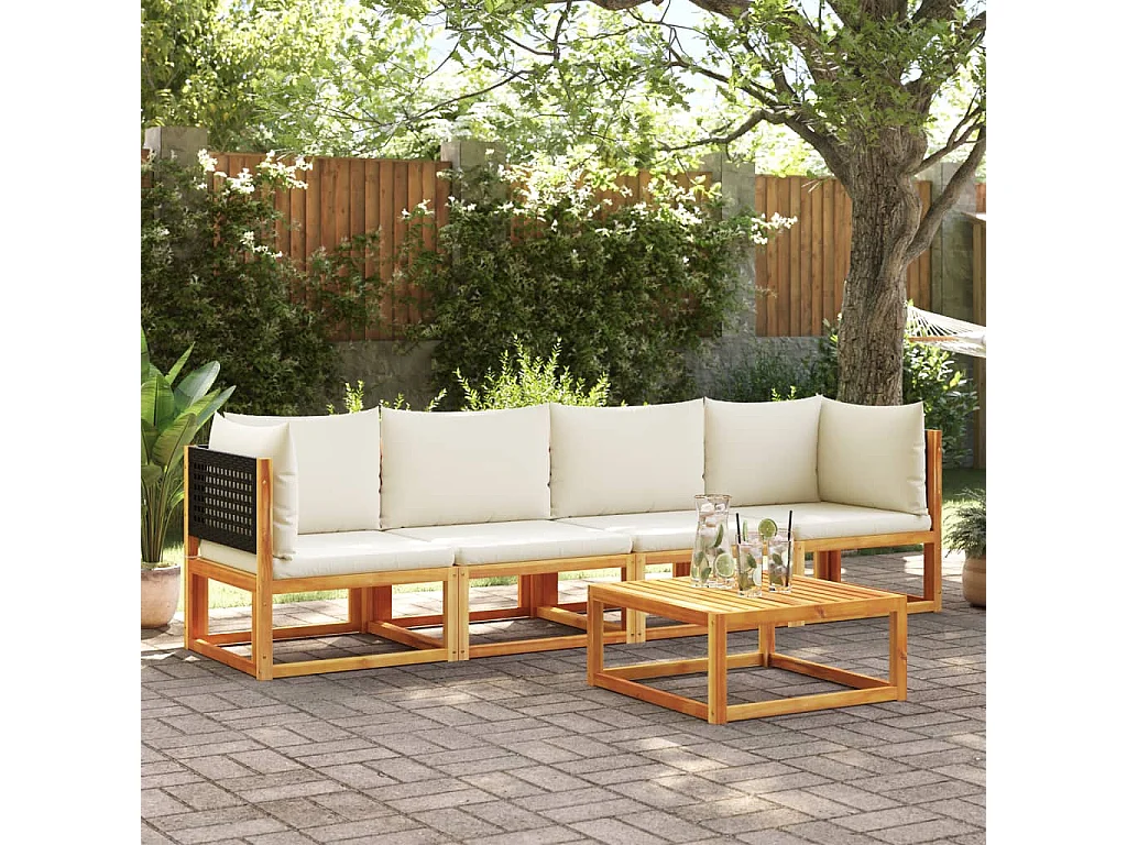 Salon de jardin avec coussins 4 pcs bois d'acacia massif