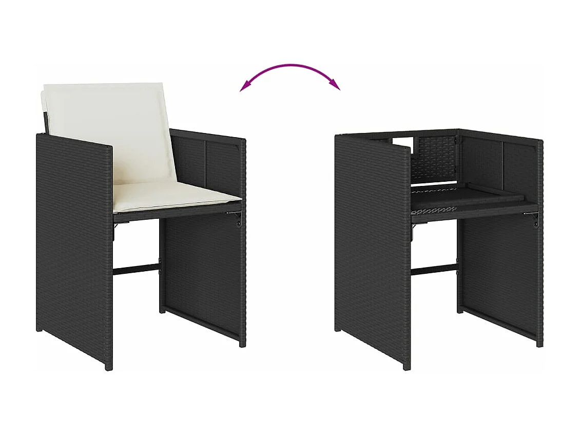 Ensemble à manger de jardin 9pcs coussins noir résine tressée