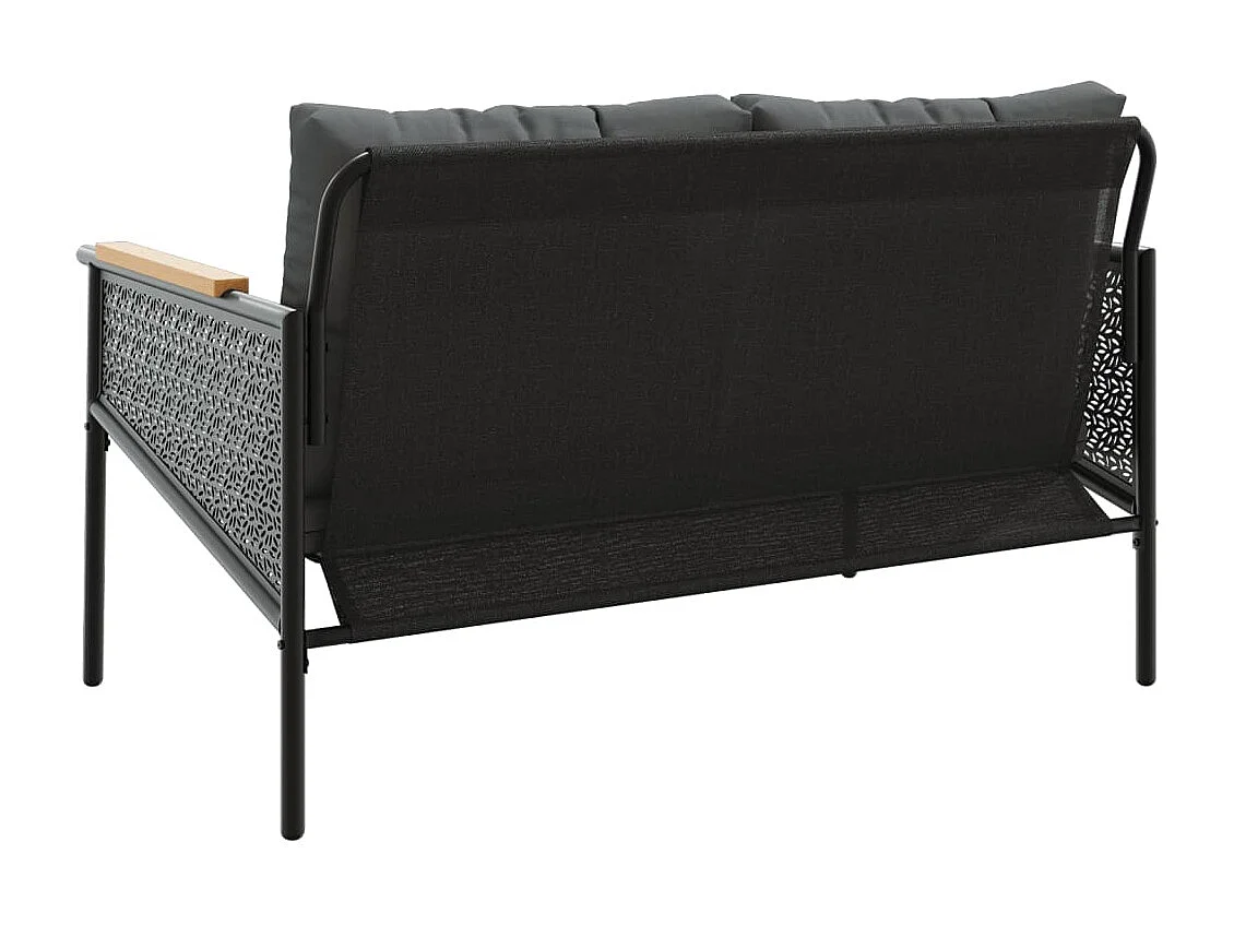 Banc de jardin avec coussins 116 cm noir acier