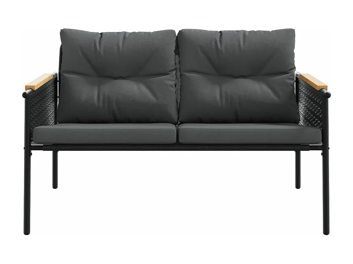 Banc de jardin avec coussins 116 cm noir acier