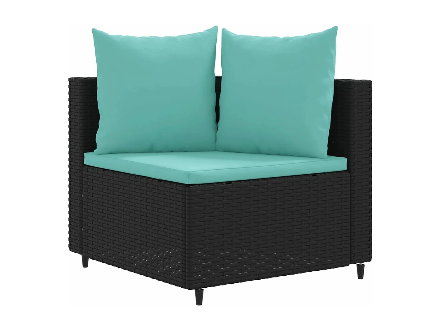 Salon de jardin 6 pcs avec coussins noir résine tressée