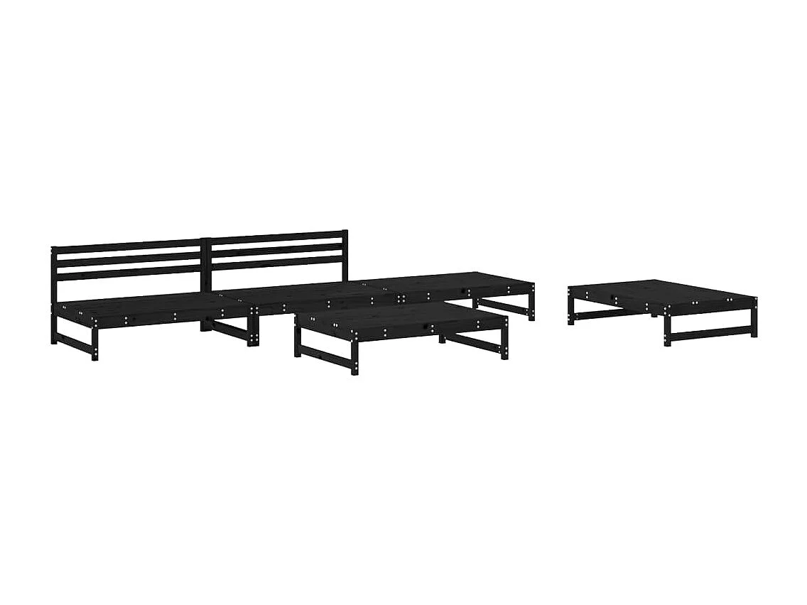 5 pcs conjunto lounge de jardim madeira de pinho maciça preto