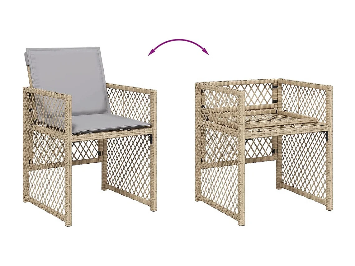 Ensemble à manger de jardin et coussins 17 pcs mélange beige