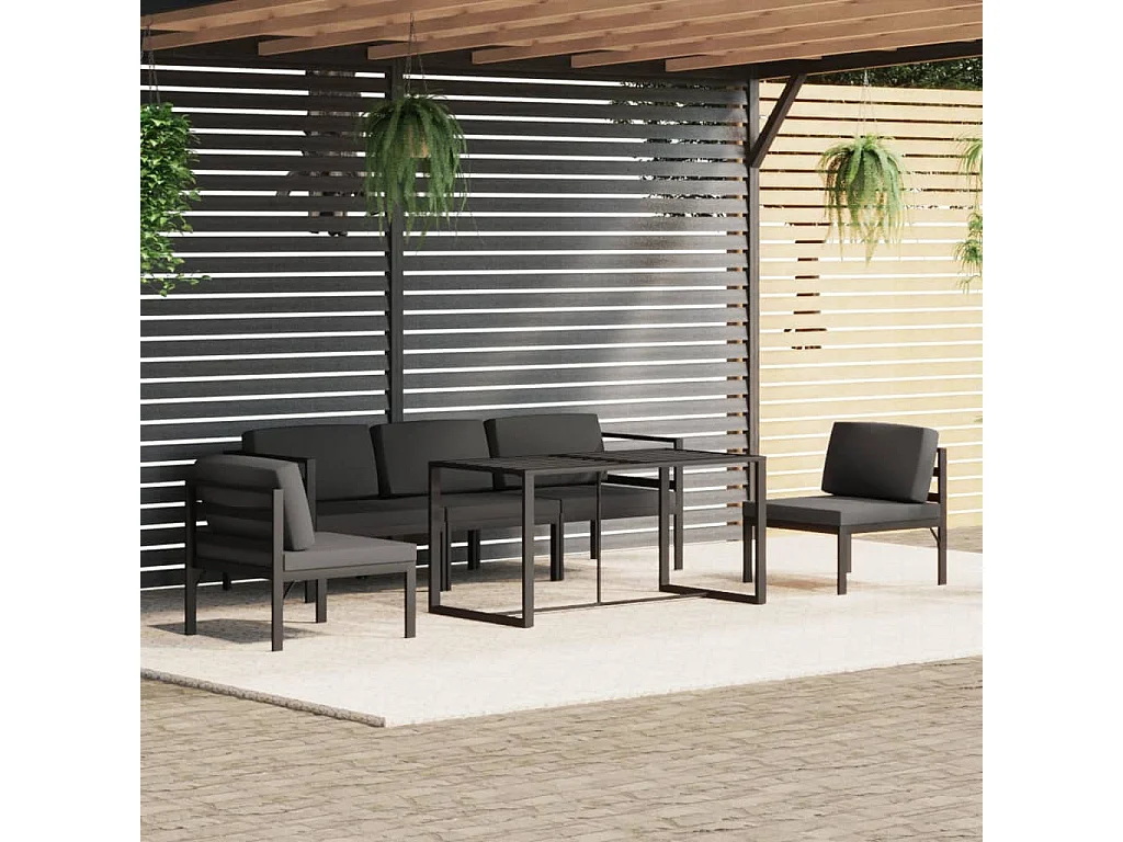 6-delige Loungeset met kussens aluminium antracietkleurig
