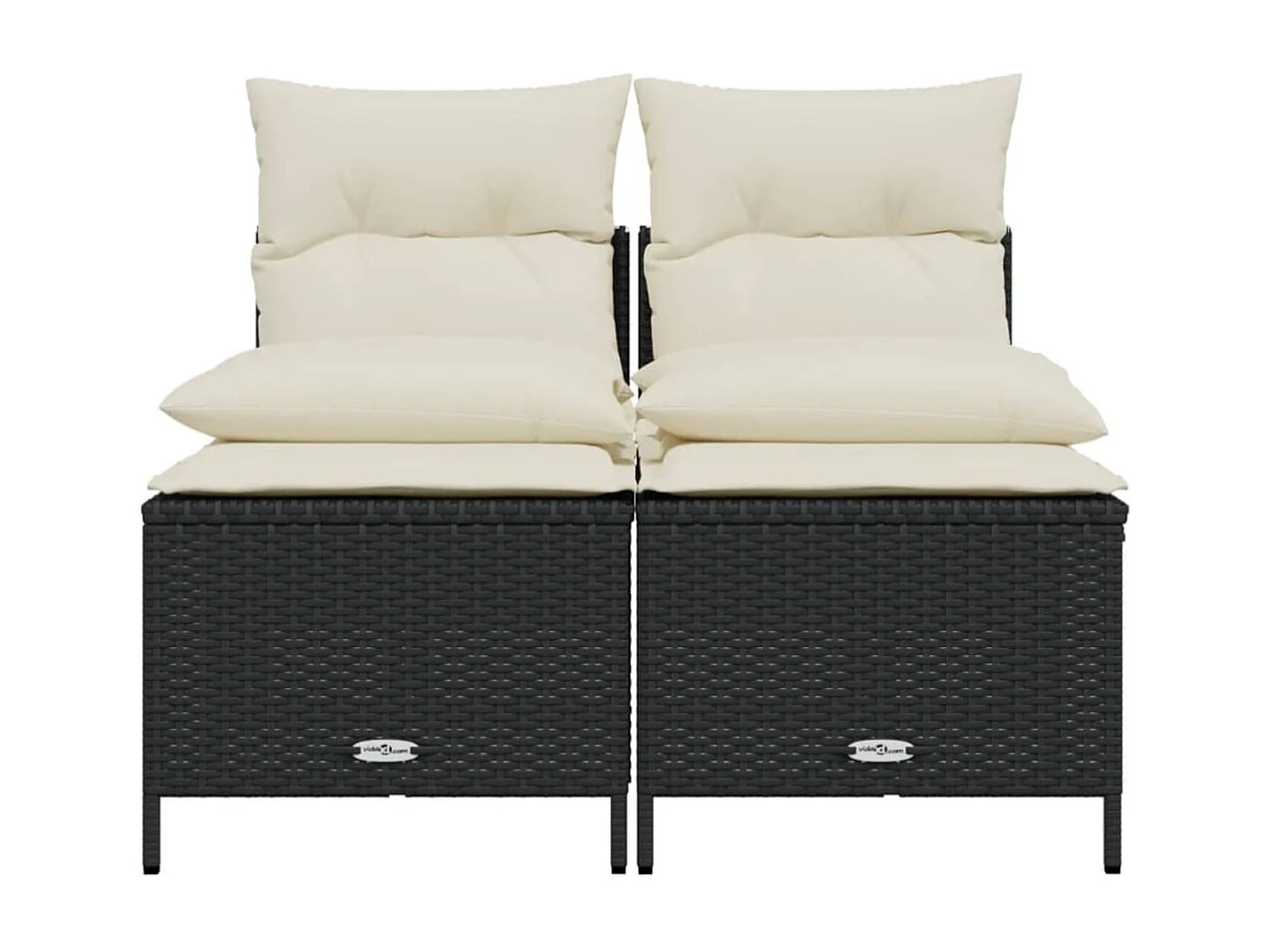 Salon de jardin 4 pcs avec coussins noir résine tressée