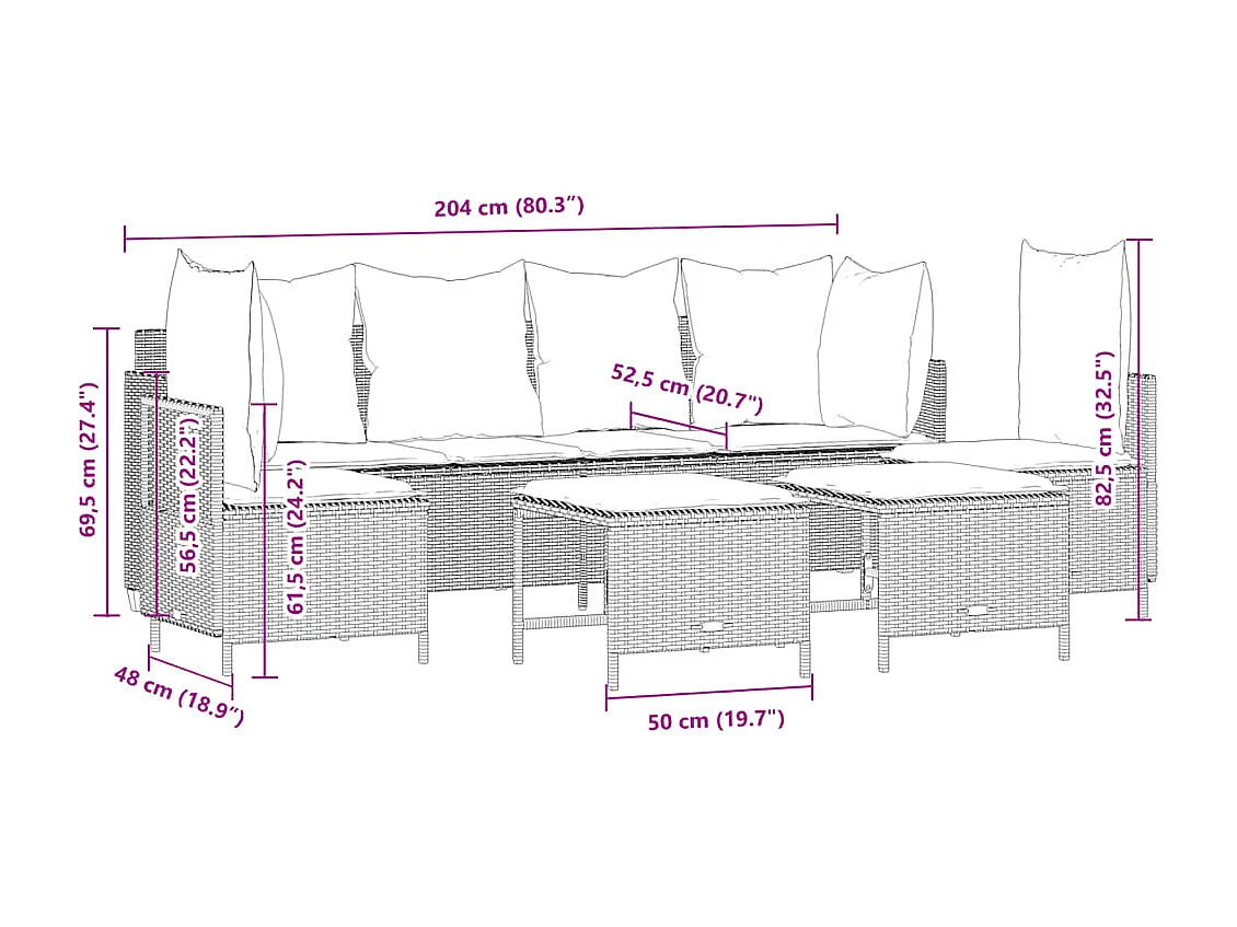 Salon de jardin avec coussins 5 pcs beige résine tressée