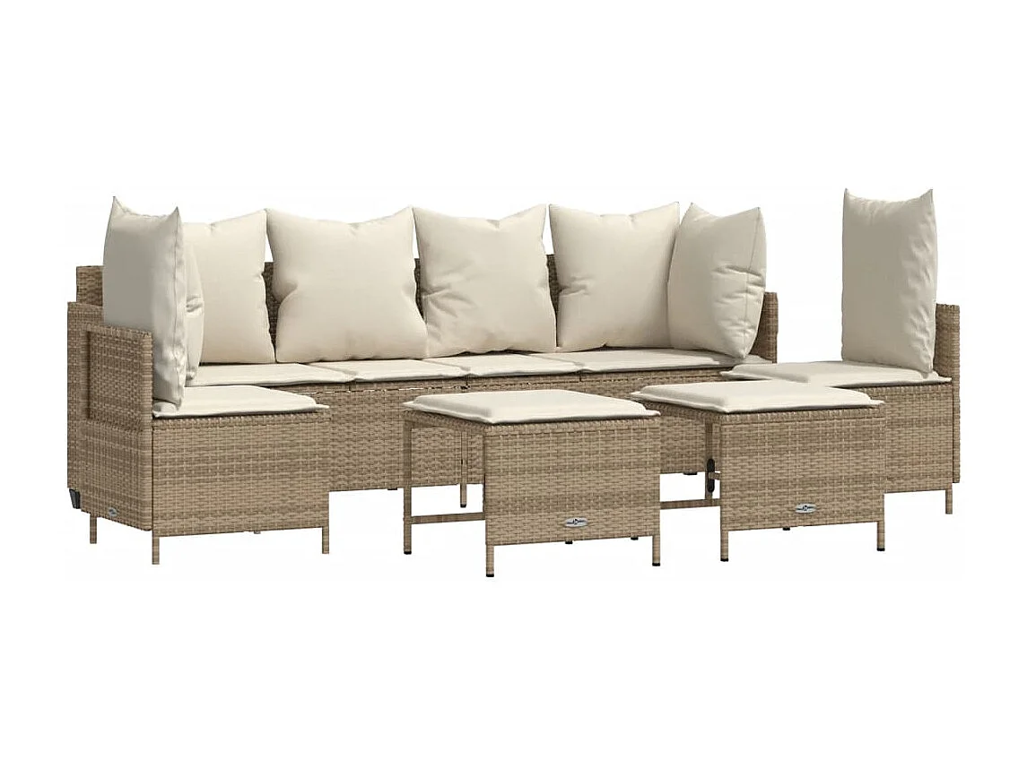 Salon de jardin avec coussins 5 pcs beige résine tressée