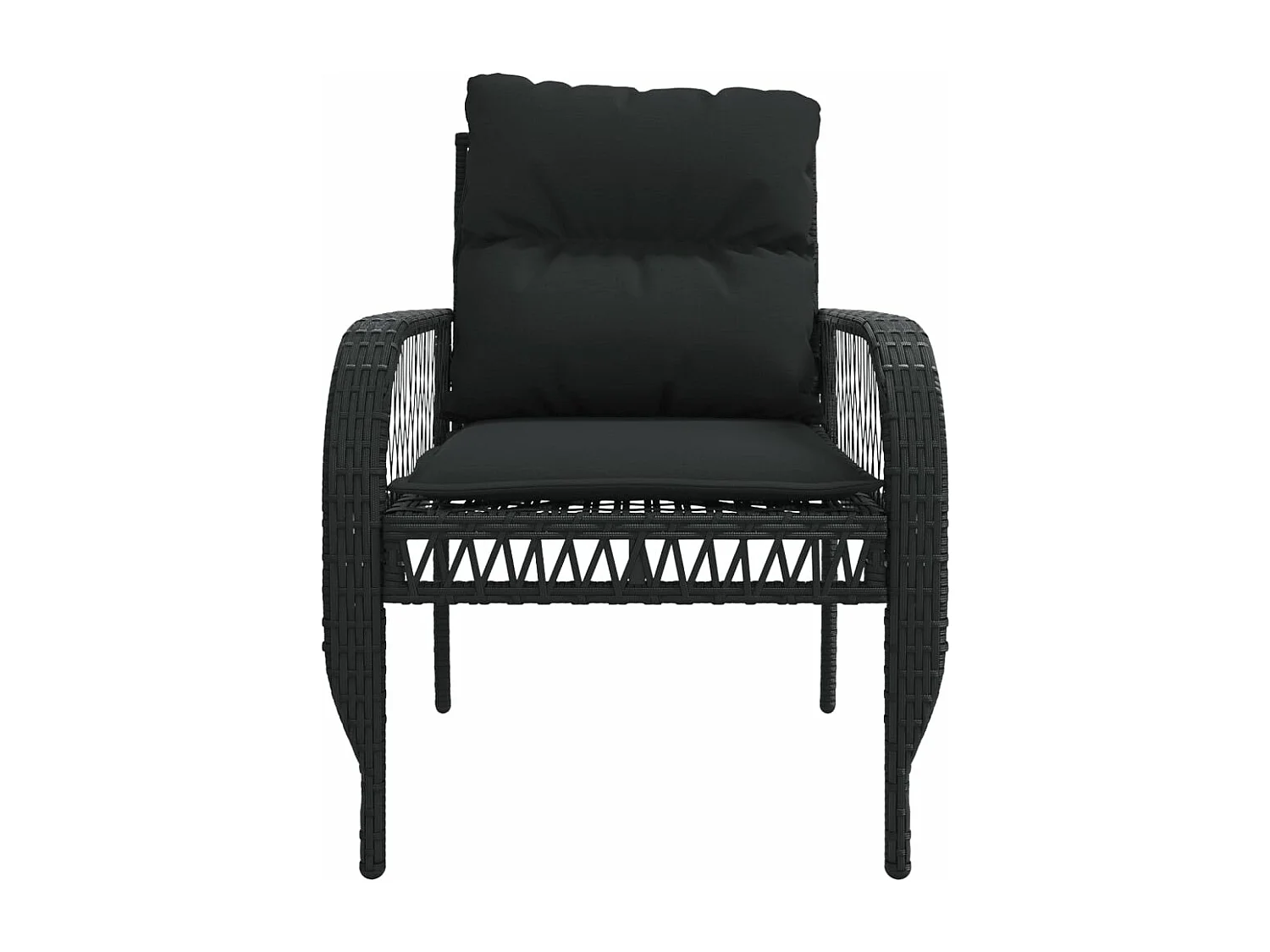 4-delige Loungeset met kussens poly rattan zwart