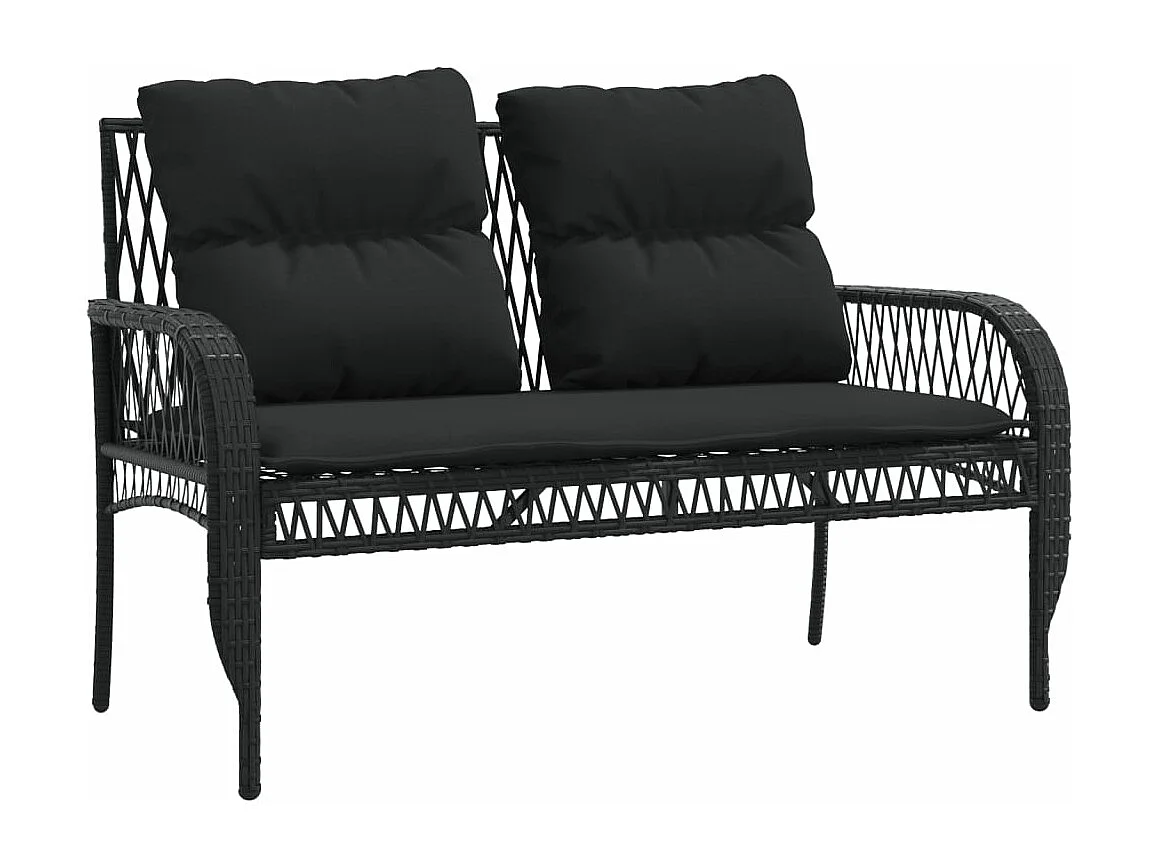 Set Divani da Giardino 4 pz con Cuscini Nero in Polyrattan