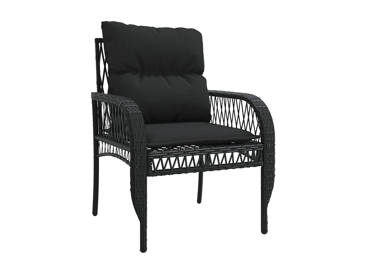 Set Divani da Giardino 4 pz con Cuscini Nero in Polyrattan