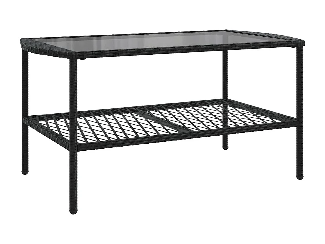 Set Divani da Giardino 4 pz con Cuscini Nero in Polyrattan