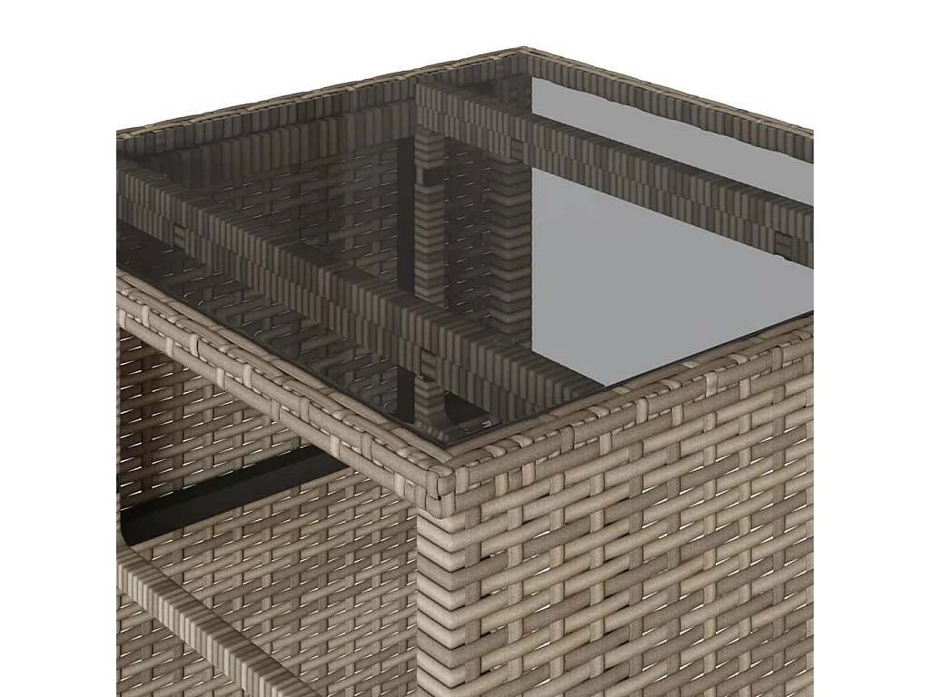 Ensemble de bistro 3 pcs avec coussins gris résine tressée