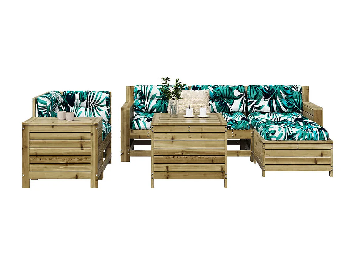 Salon de jardin 7 pcs bois de pin imprégné