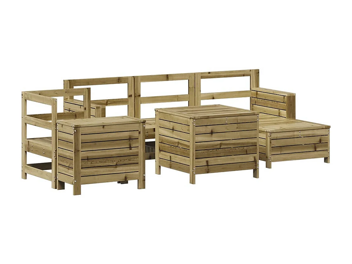 Salon de jardin 7 pcs bois de pin imprégné
