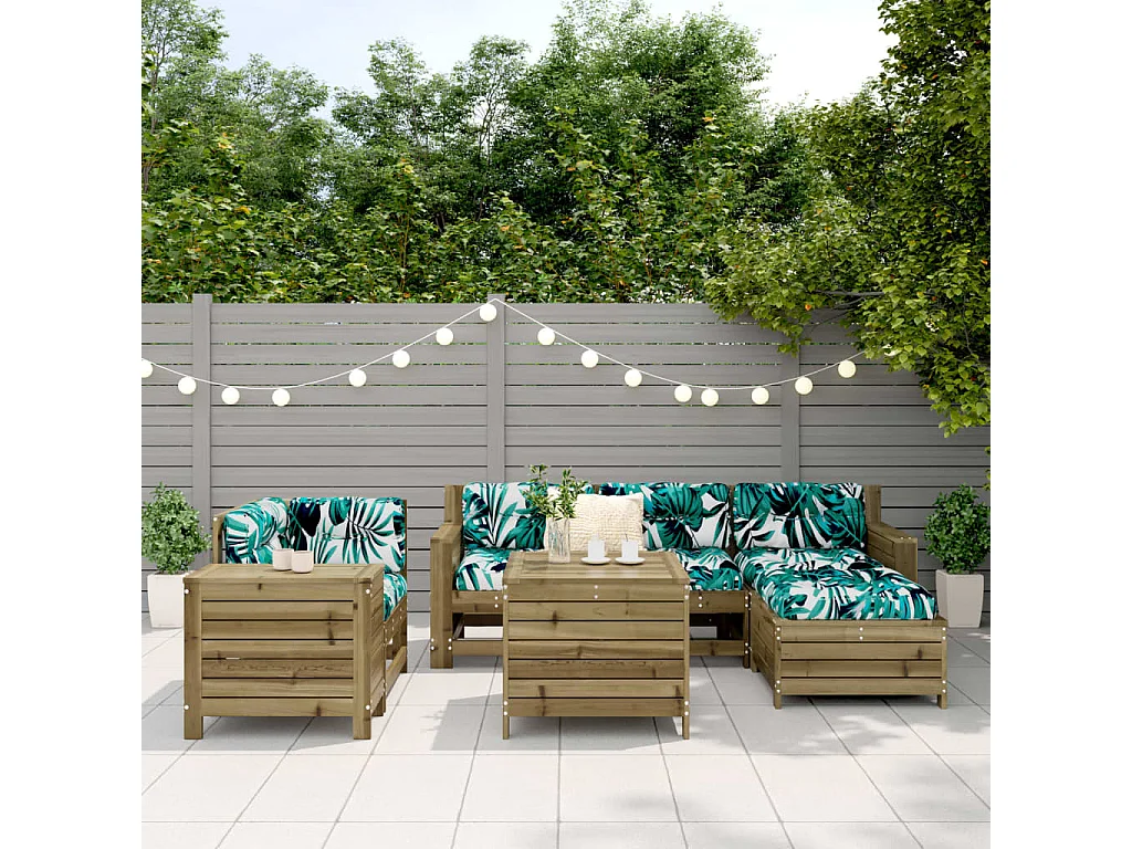 Salon de jardin 7 pcs bois de pin imprégné