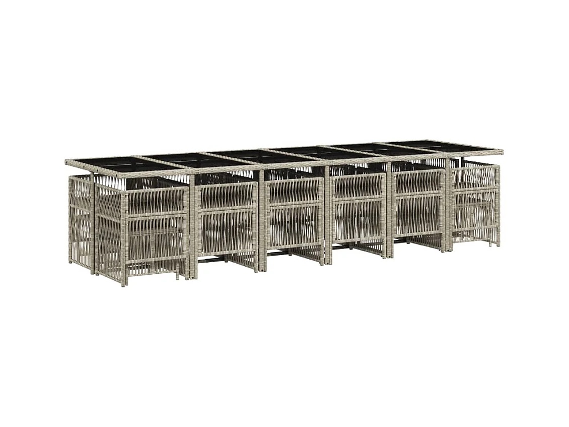 17-delige Tuinset met kussens poly rattan lichtgrijs