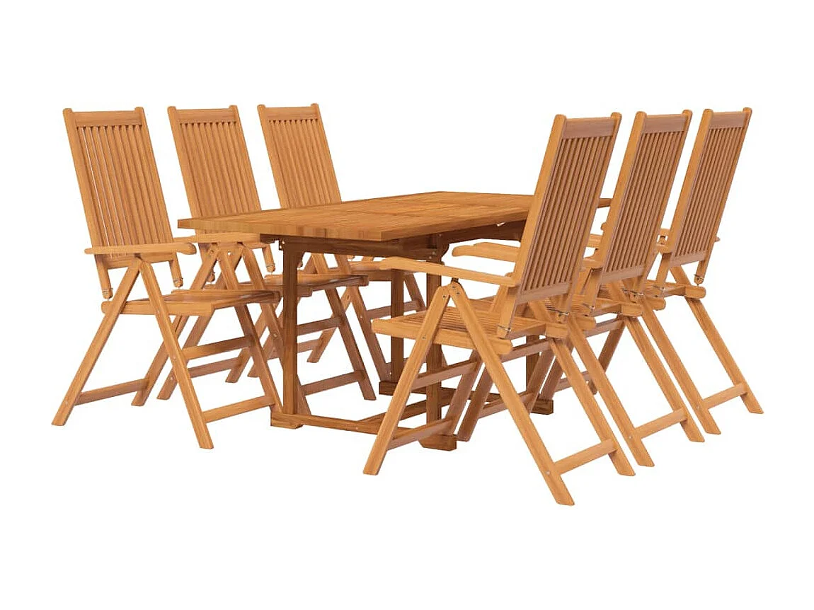 7 pcs conjunto de jantar para jardim madeira de acácia maciça