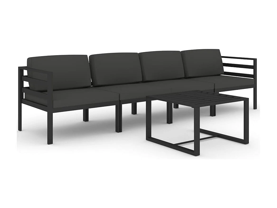 Salon de jardin 5 pcs avec coussins Aluminium Anthracite