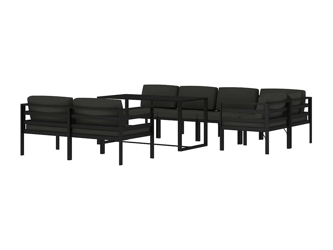8-delige Loungeset met kussens aluminium antracietkleurig