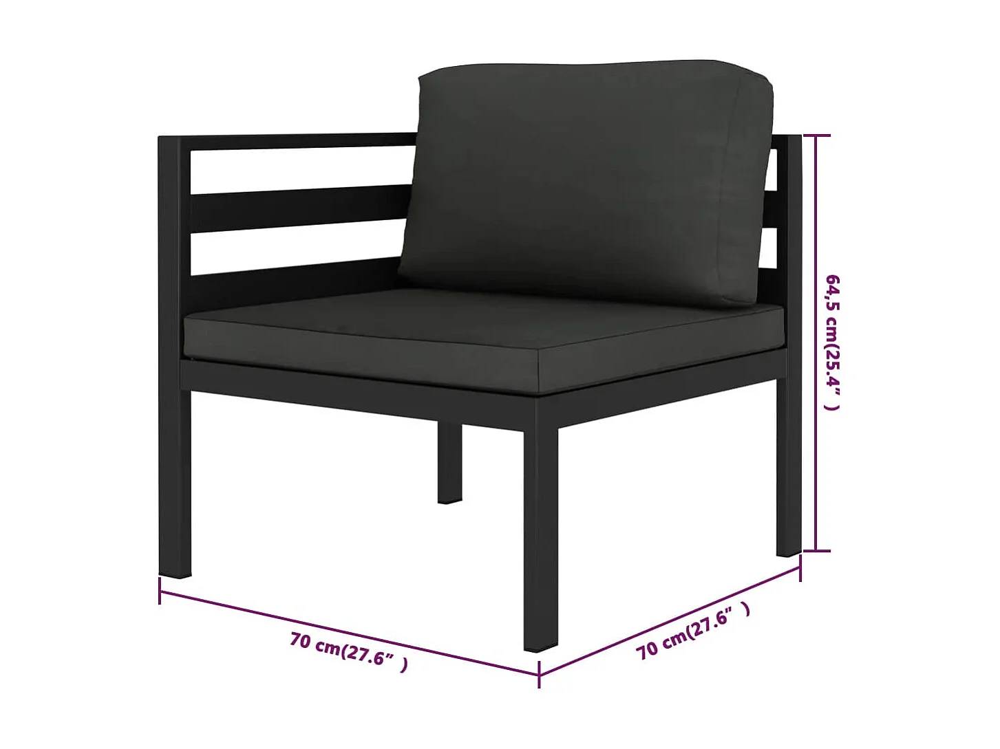 8-delige Loungeset met kussens aluminium antracietkleurig