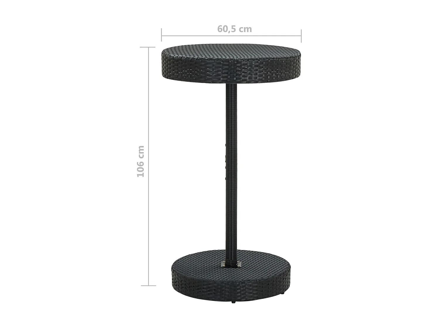 Set muebles bar jardín 3 piezas y cojines ratán sintético negro