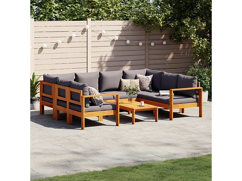 Salon de jardin avec coussins 6 pcs bois d'acacia solide