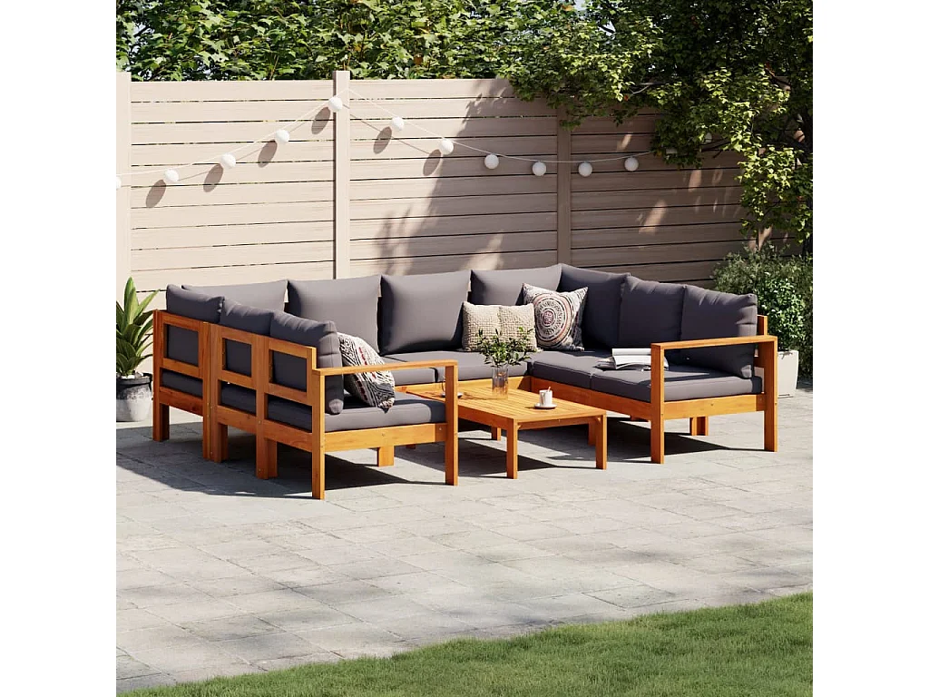 Salon de jardin avec coussins 6 pcs bois d'acacia solide