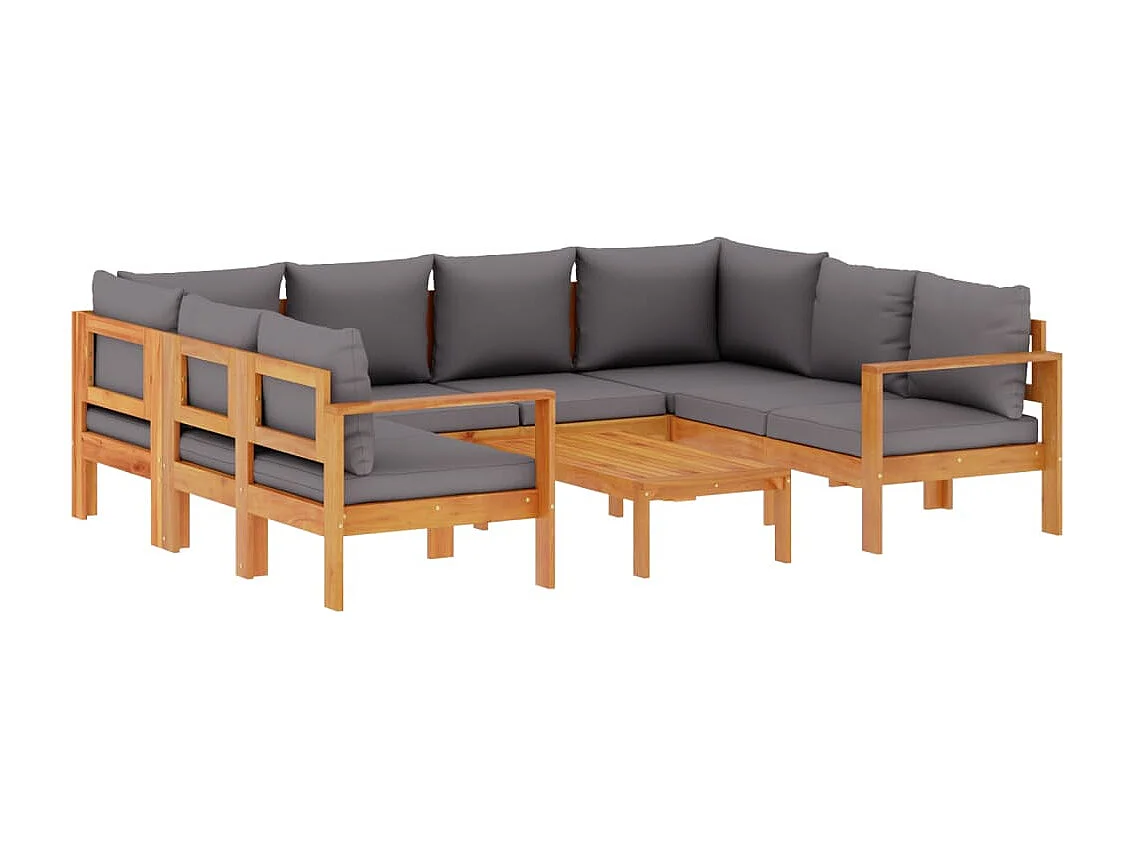 Salon de jardin avec coussins 6 pcs bois d'acacia solide