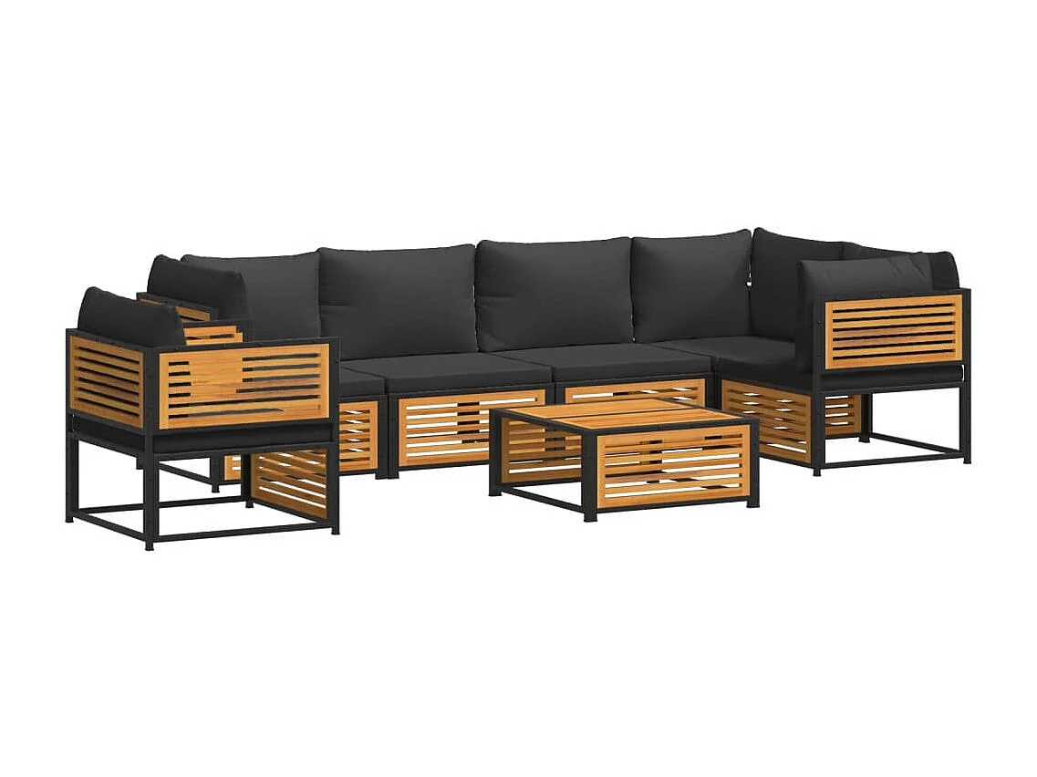 Salon de jardin avec coussins 7 pcs bois massif d'acacia