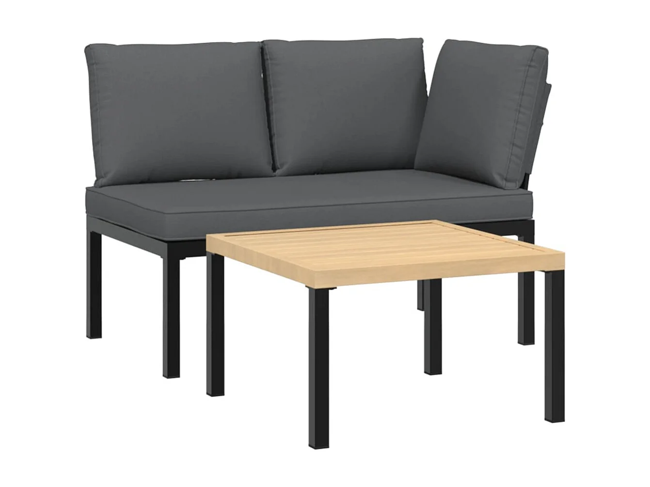 Set de sofás de jardín con cojines 2 piezas aluminio negro