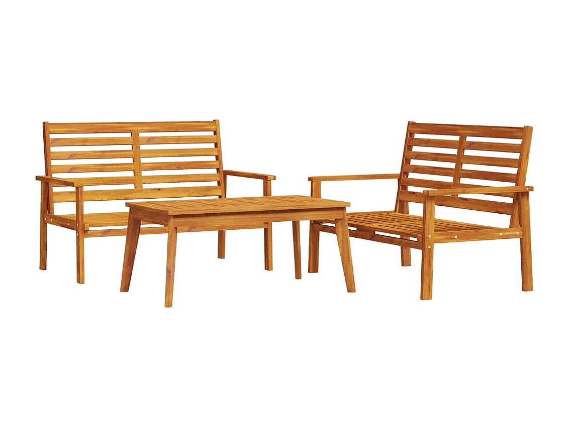 Ensemble de salon de jardin 3 pcs bois d'acacia solide