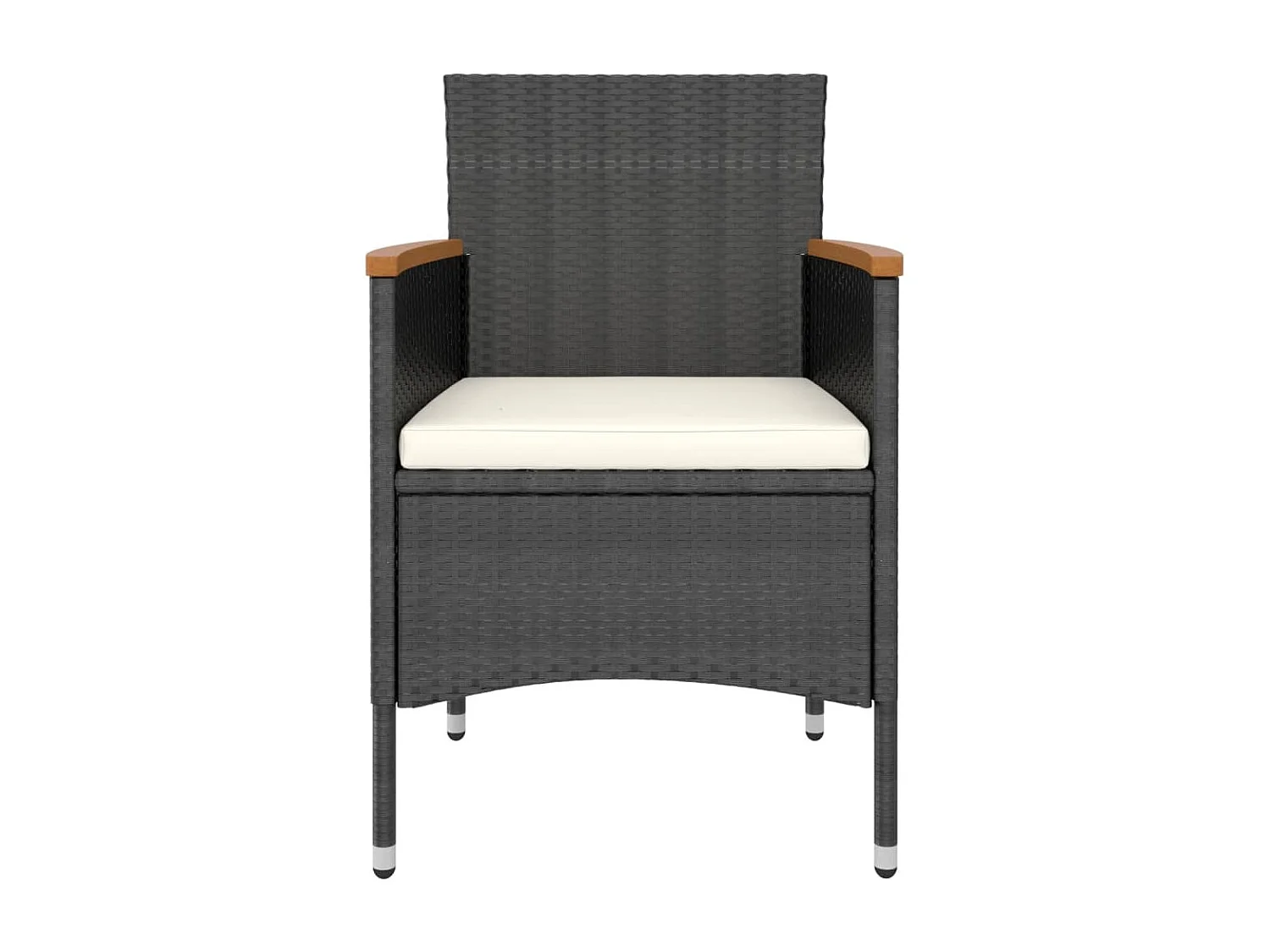 5-delige Tuinset poly rattan en massief acaciahout zwart