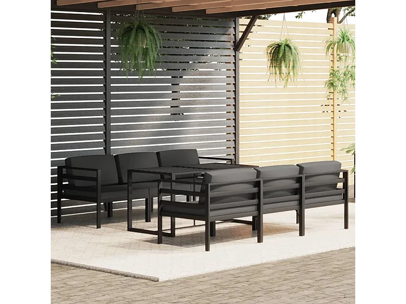 Salon de jardin 7 pcs avec coussins Aluminium Anthracite