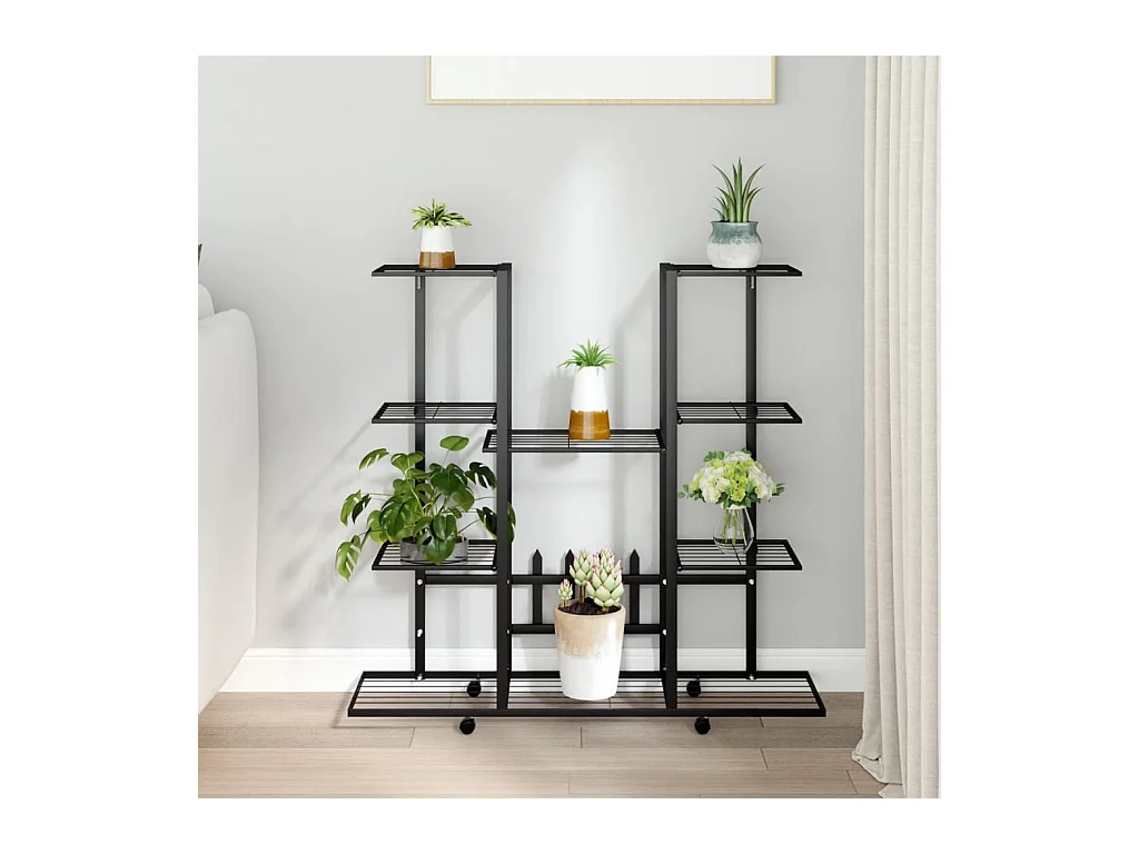 Pflanzgefäß mit Rädern 94,5 x 24,5 x 91,5 cm, schwarzes Eisen