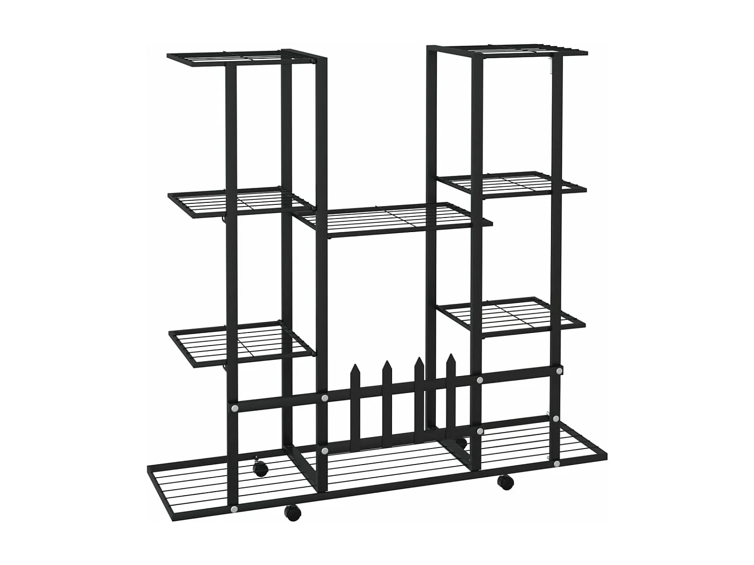 Pflanzgefäß mit Rädern 94,5 x 24,5 x 91,5 cm, schwarzes Eisen