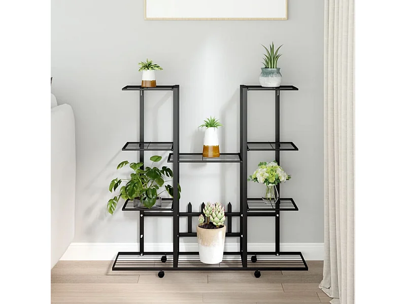 Fioriera con ruote 94,5x24,5x91,5 cm Ferro Nero