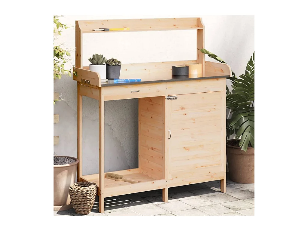 Oppottafel met massief dennenhouten kast